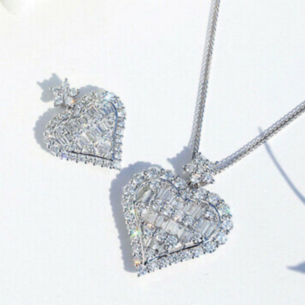 NEW Sterling silver Heart Diamond Necklace - Picture 4 of 5